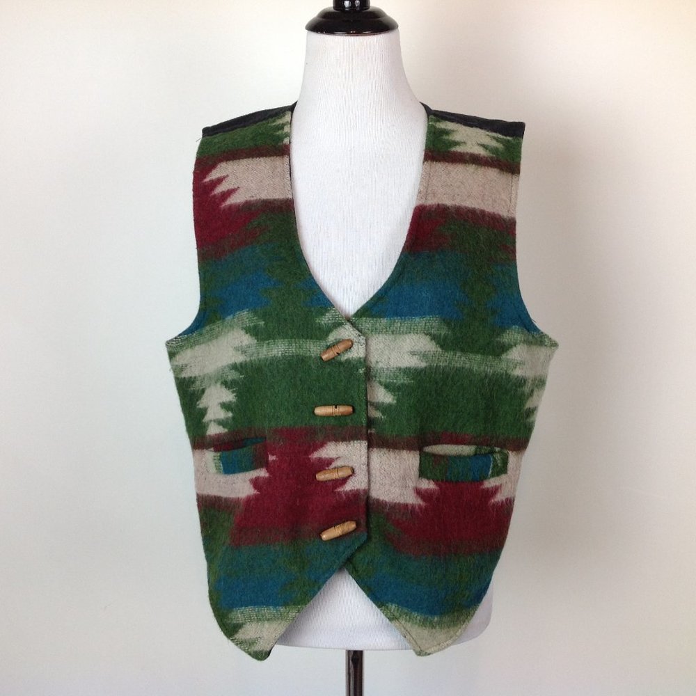 Vintage Urban Oasis Wool Blend Vest Aztec Womens L